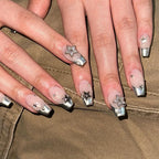 Acrylic Nail Extensions Butterfly Design & Rhinestones