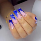 Acrylic Nail Extensions Butterfly Design & Rhinestones