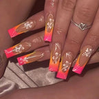 Acrylic Nail Extensions Butterfly Design & Rhinestones
