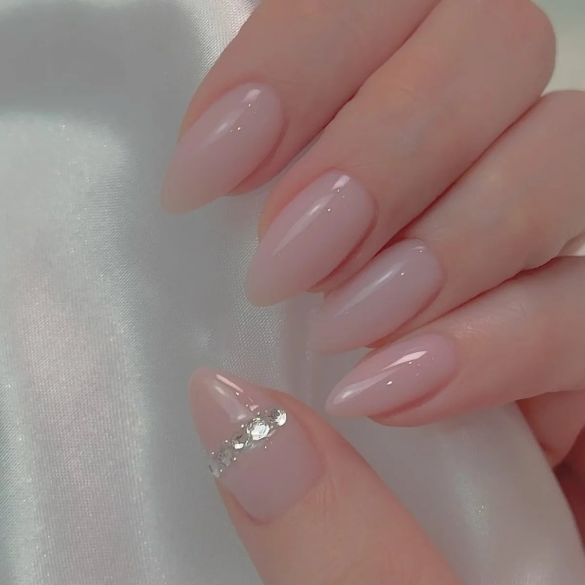 Acrylic Nail Extensions Butterfly Design & Rhinestones