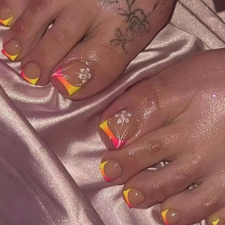 Acrylic Nail Extensions Butterfly Design & Rhinestones