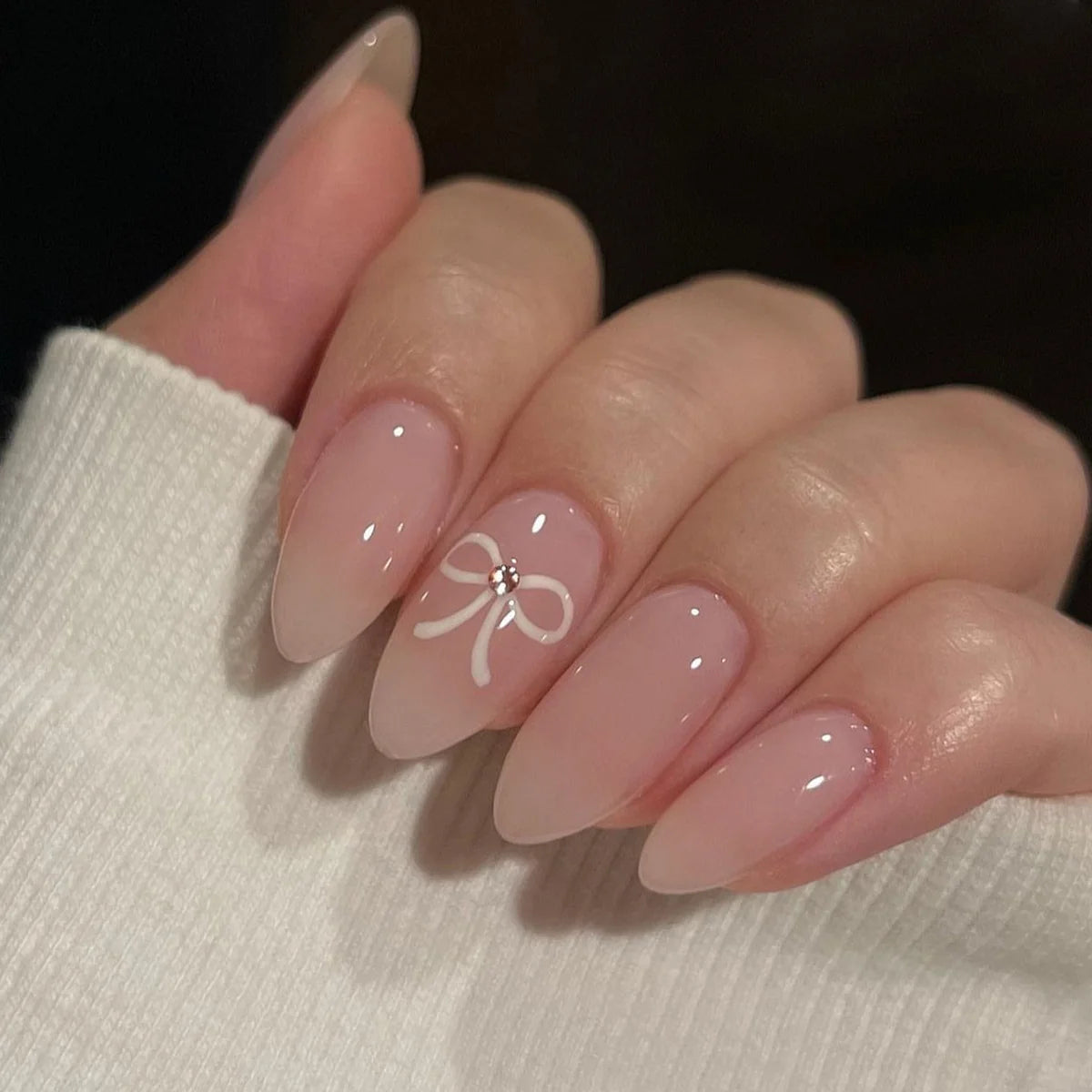Acrylic Nail Extensions Butterfly Design & Rhinestones