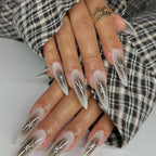 Acrylic Nail Extensions Butterfly Design & Rhinestones