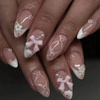 Acrylic Nail Extensions Butterfly Design & Rhinestones