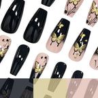 Acrylic Nail Extensions Butterfly & Gold Accents Lightweight