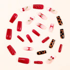 Acrylic Nail Extensions Cherry Accent & Glossy Finish