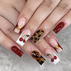 Acrylic Nail Extensions Cherry Accent & Glossy Finish