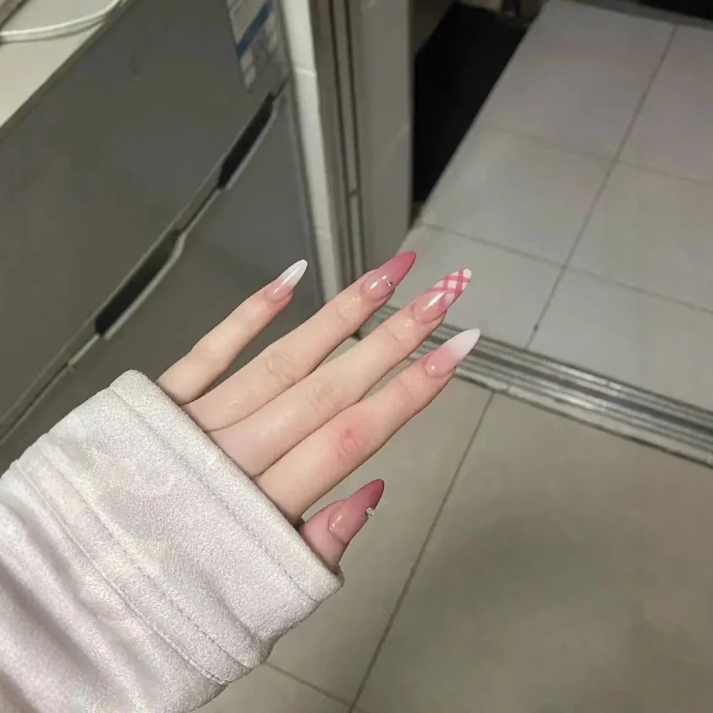 Acrylic Nail Extensions Durable Checkered Flexible Fit