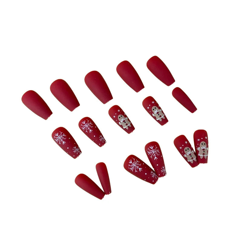Acrylic Nail Extensions Festive Snowflake Jelly-Style