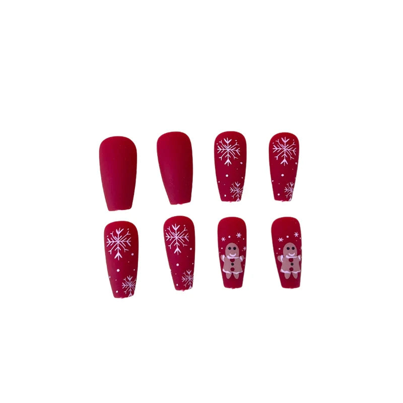 Acrylic Nail Extensions Festive Snowflake Jelly-Style