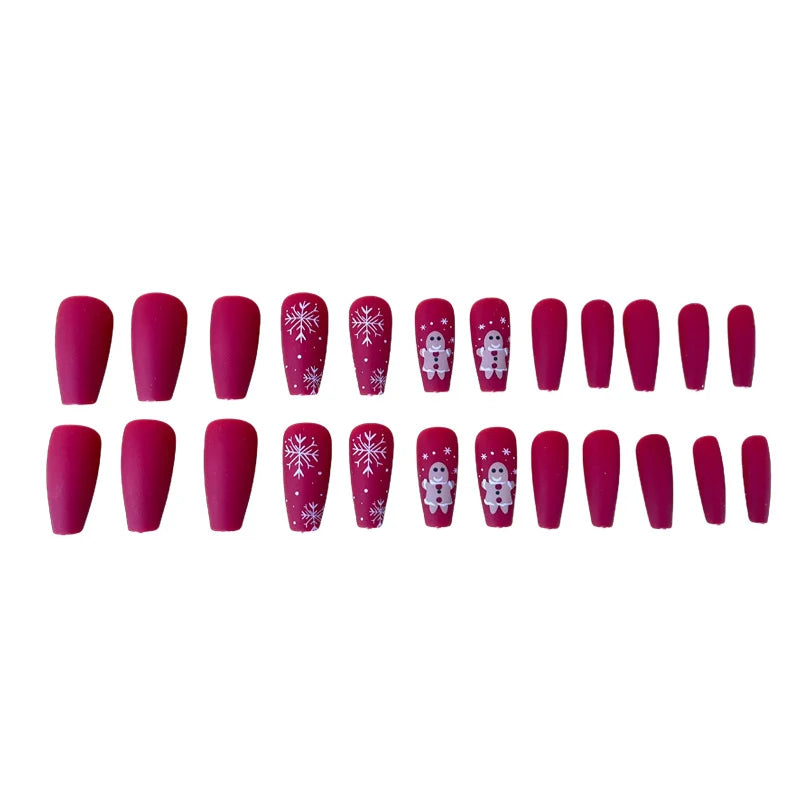 Acrylic Nail Extensions Festive Snowflake Jelly-Style