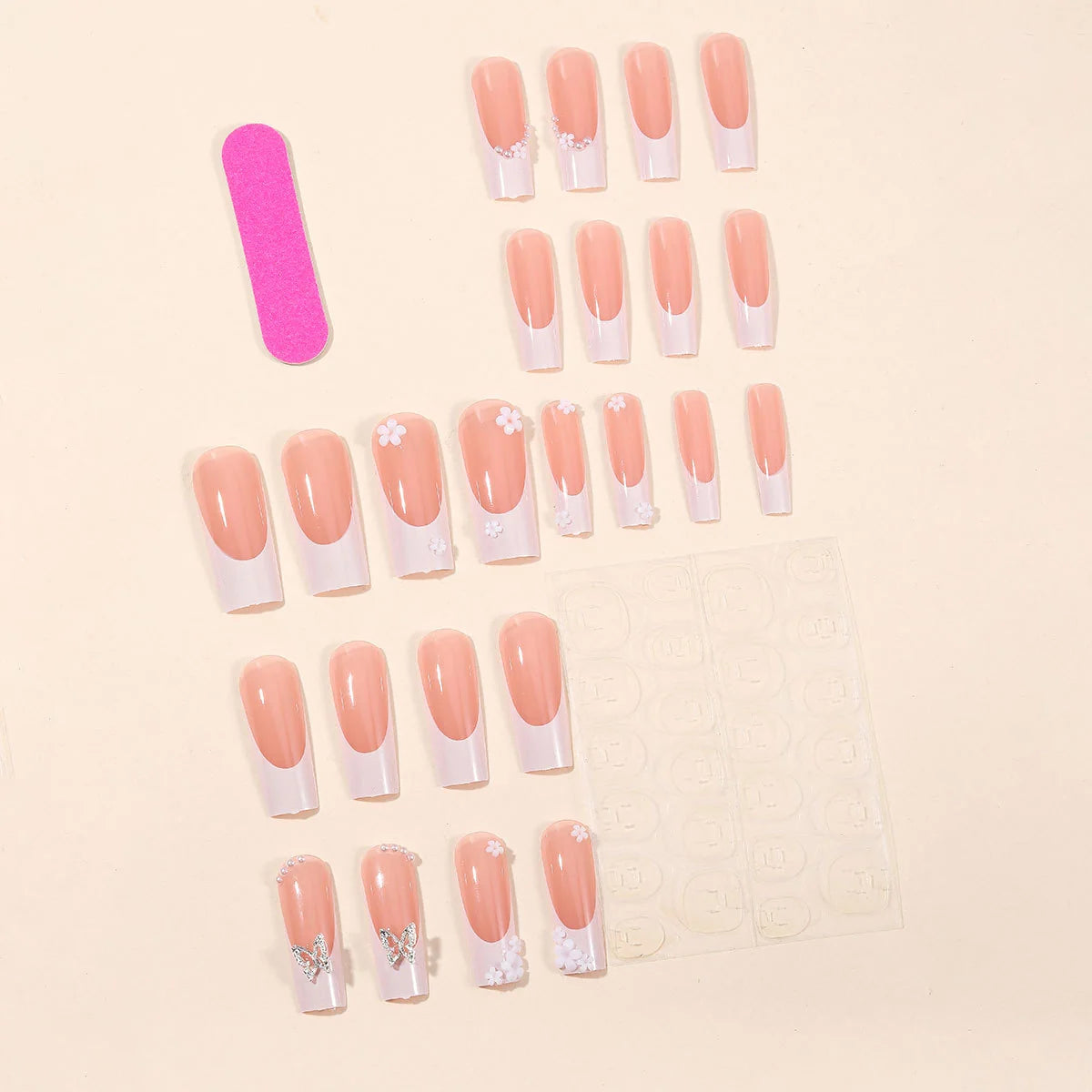 Acrylic Nail Extensions Floral Accent Secure Fit