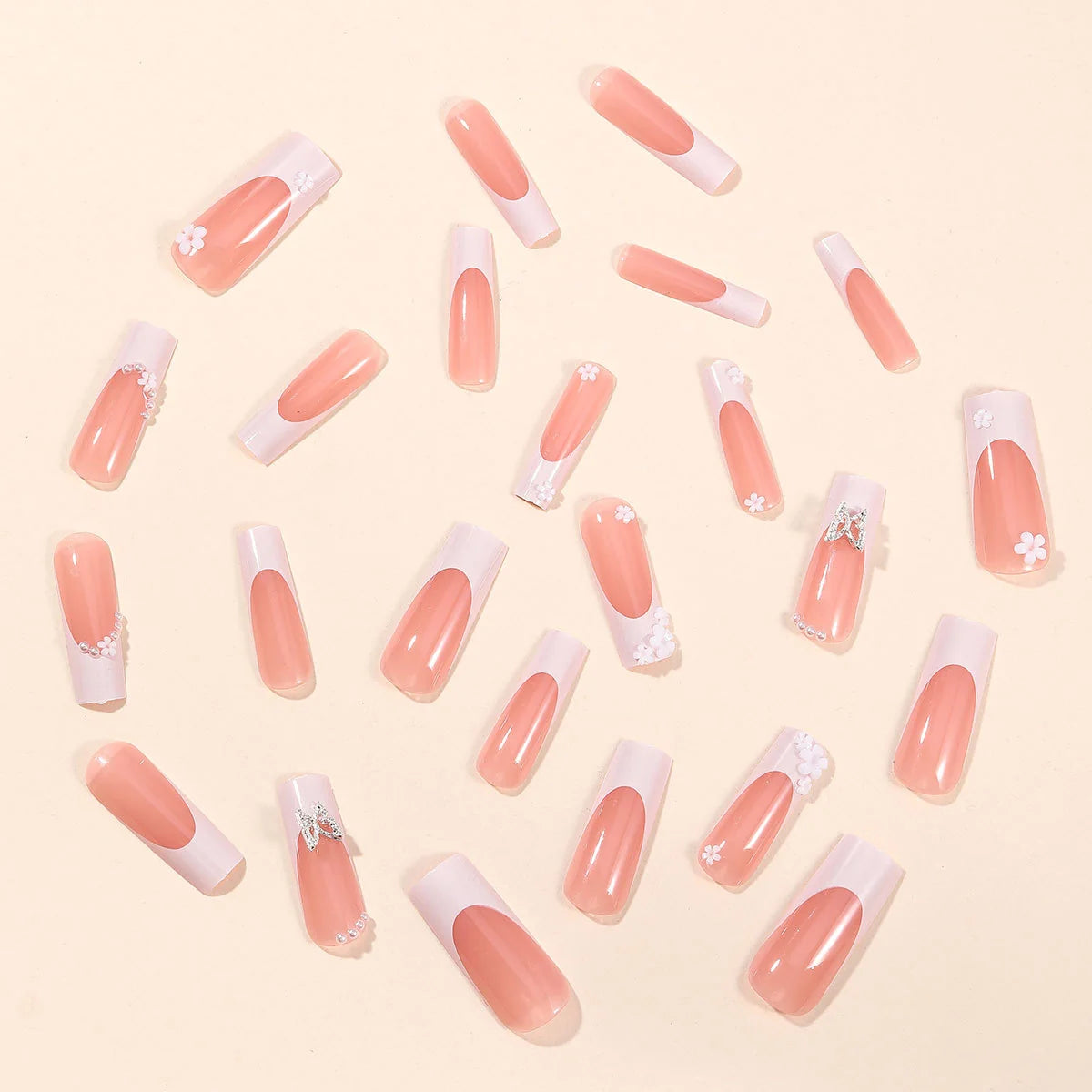 Acrylic Nail Extensions Floral Accent Secure Fit