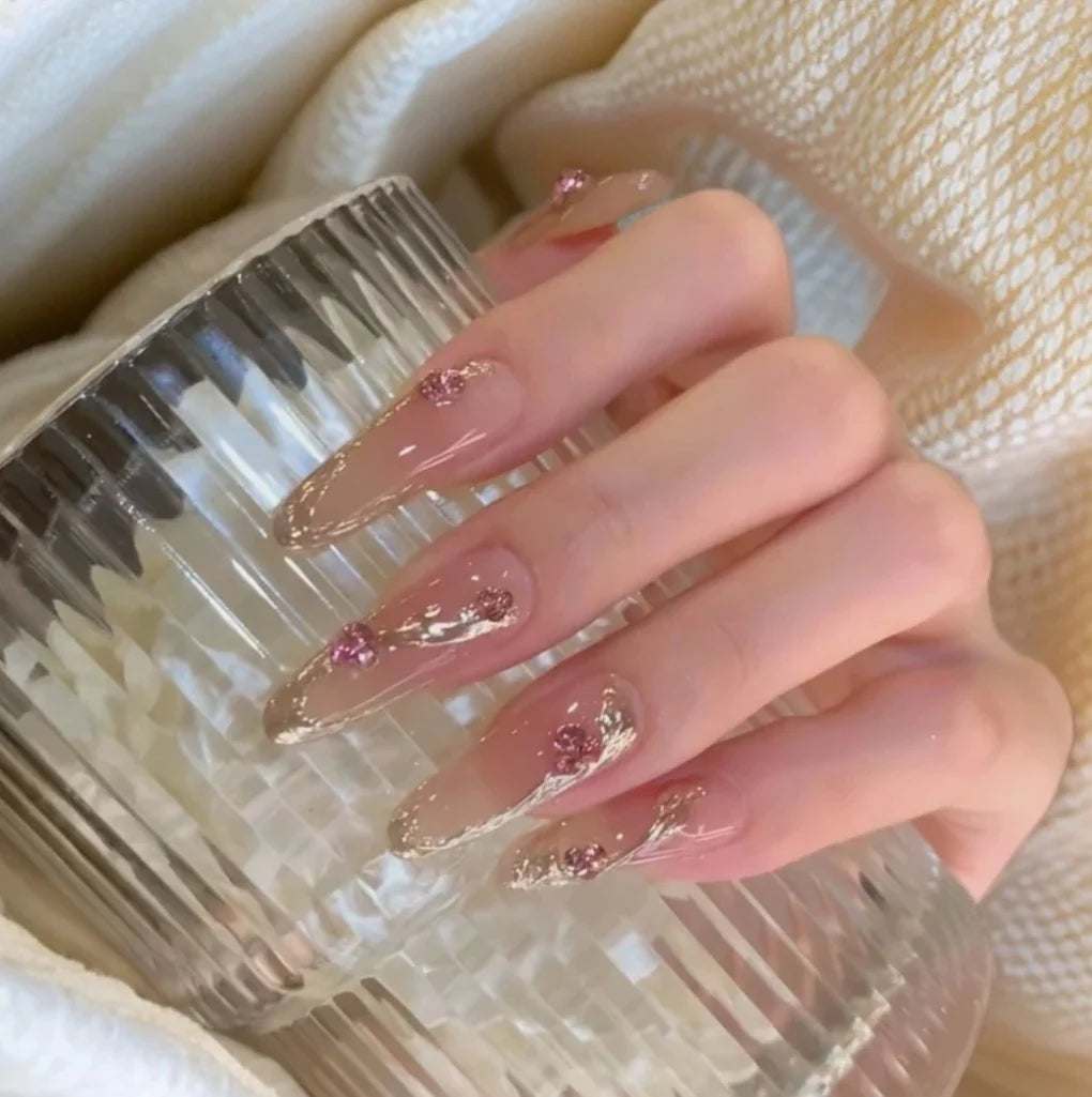 Acrylic Nail Extensions Floral Accents Easy Application Comfortable Fit
