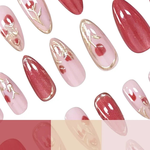 Acrylic Nail Extensions Floral Accents Set of 24