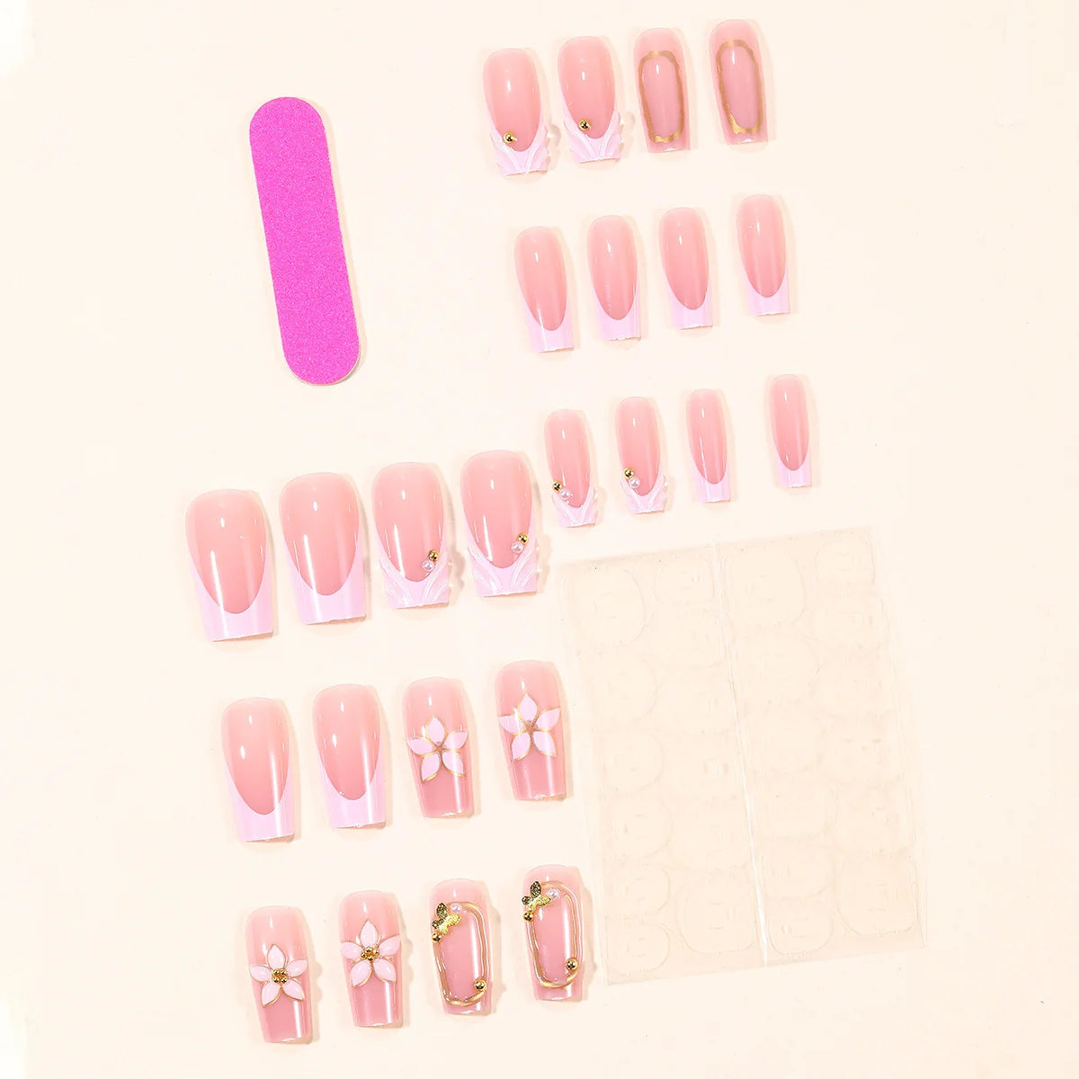 Acrylic Nail Extensions Floral Design Comfortable Fit