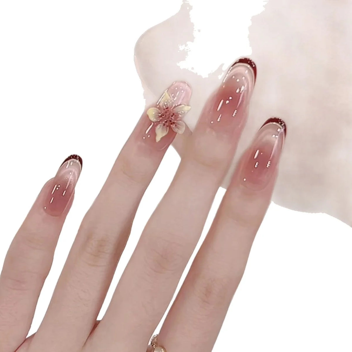 Acrylic Nail Extensions Floral Design Custom Fit