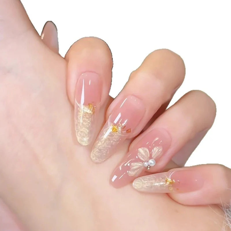 Acrylic Nail Extensions Floral Design Customizable Length