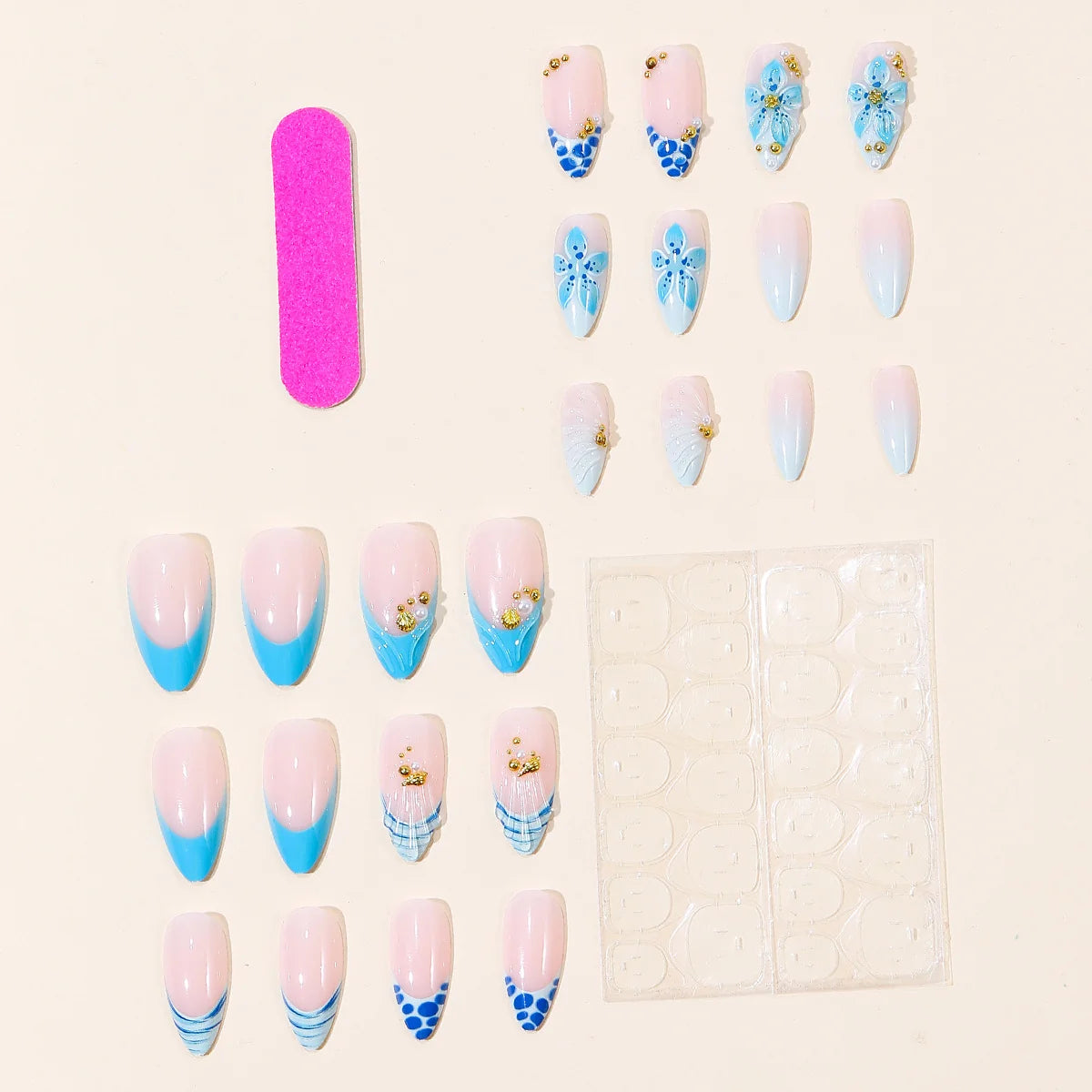 Acrylic Nail Extensions Floral Design Easy Application