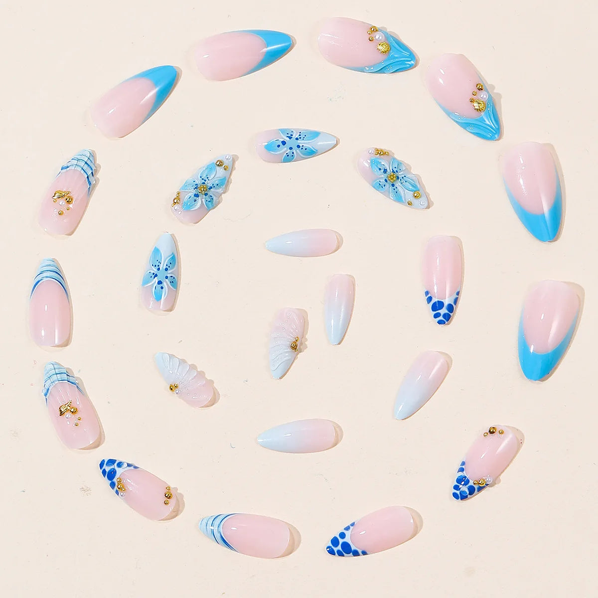 Acrylic Nail Extensions Floral Design Easy Application