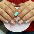 Acrylic Nail Extensions Floral Design Easy Application Set Of 24