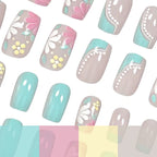 Acrylic Nail Extensions Floral Design Easy Application Set Of 24