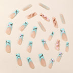 Acrylic Nail Extensions Floral Design Light Green