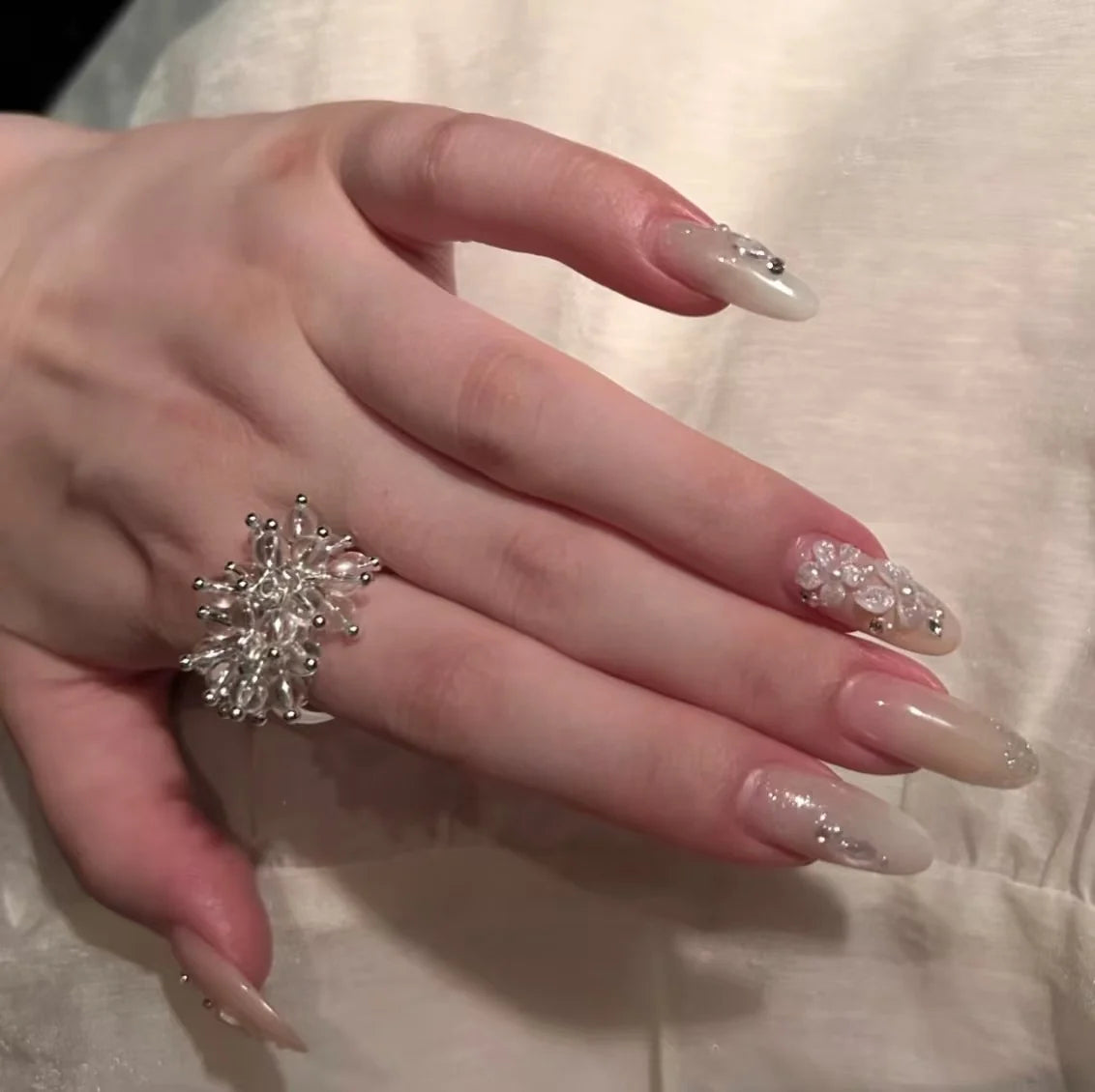 Acrylic Nail Extensions Floral Design Lightweight & Durable