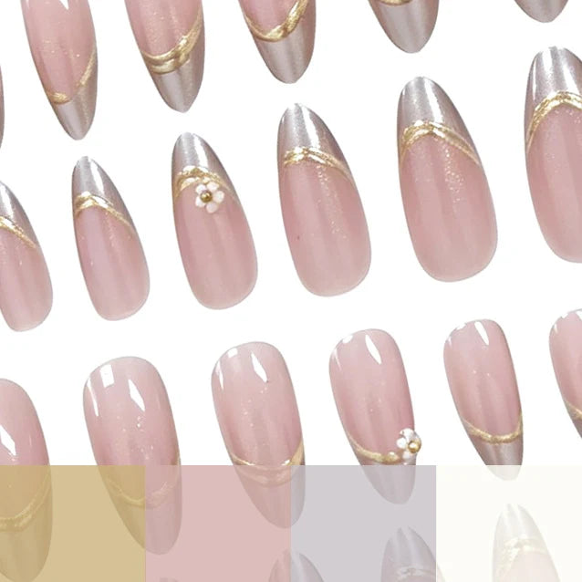 Acrylic Nail Extensions Floral Design Set of 24