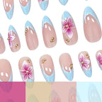 Acrylic Nail Extensions Floral Design Set of 24