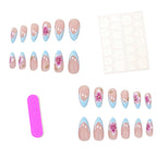 Acrylic Nail Extensions Floral Design Set of 24