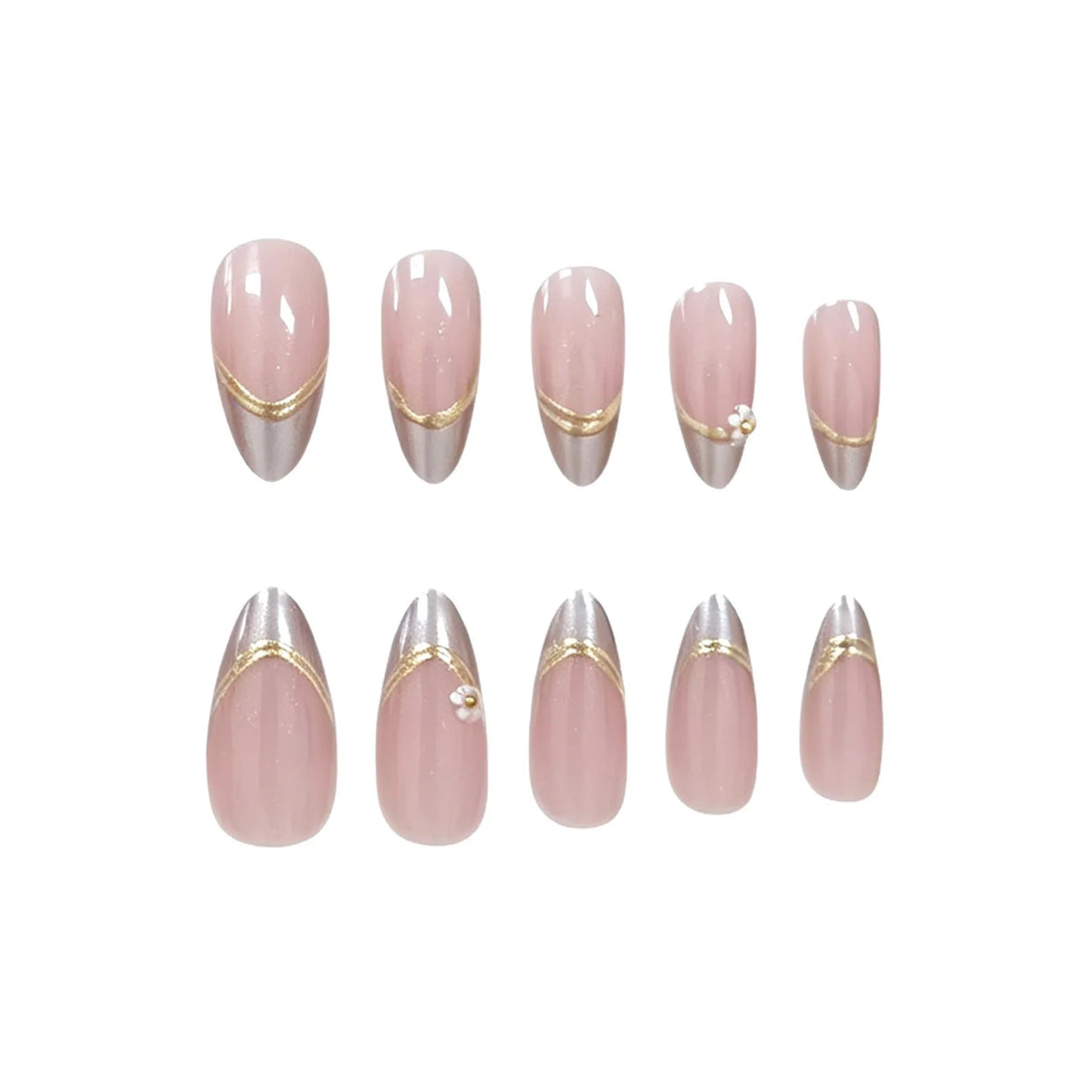 Acrylic Nail Extensions Floral Design Set of 24