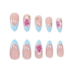Acrylic Nail Extensions Floral Design Set of 24