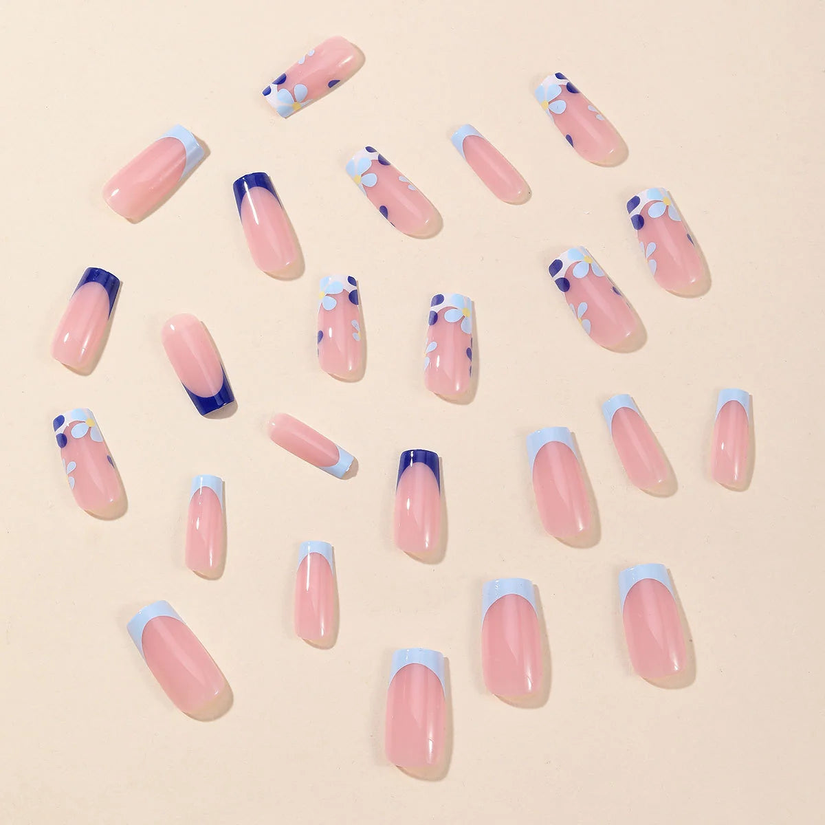 Acrylic Nail Extensions Floral French Tip Customizable Length