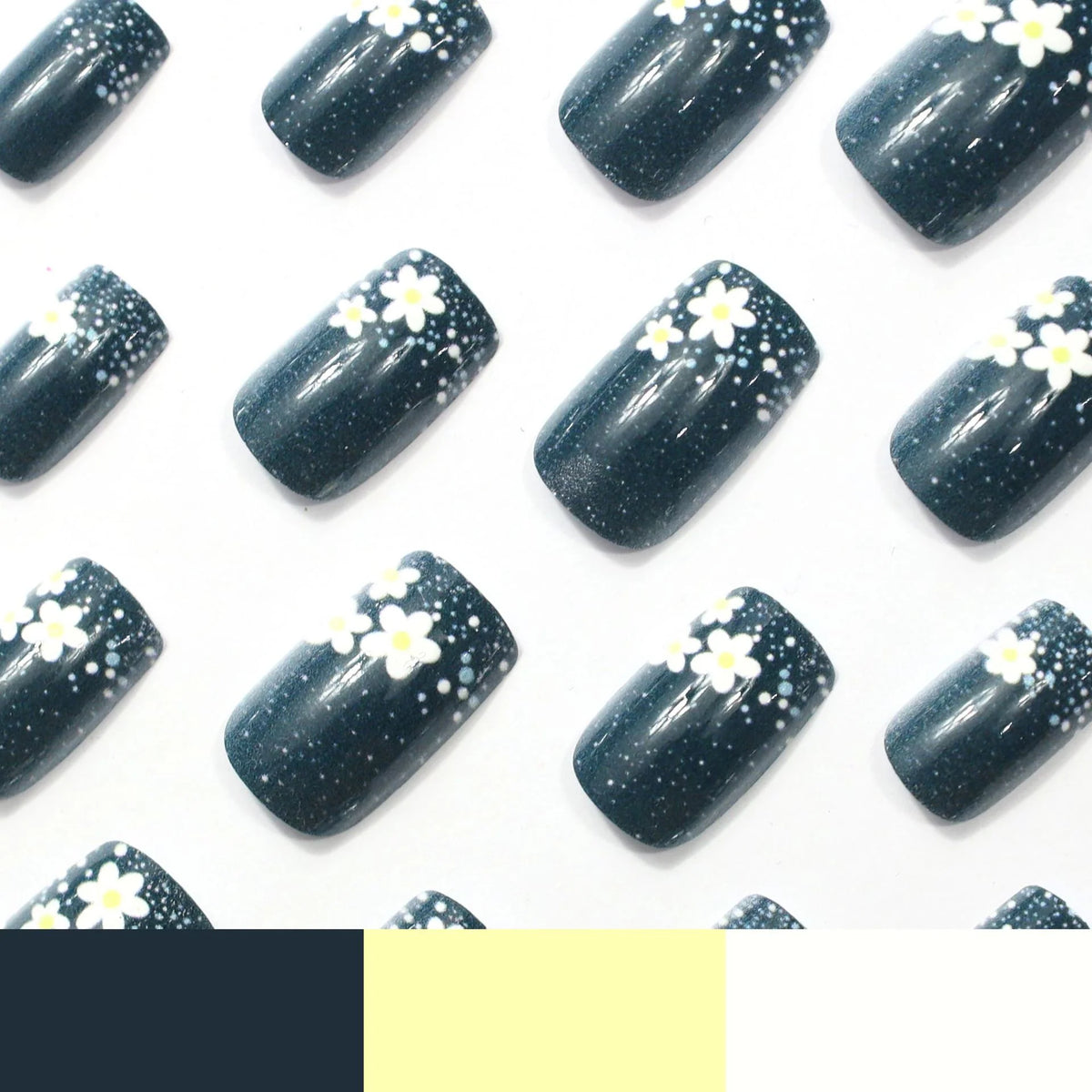 Acrylic Nail Extensions Floral Glitter Full Cover