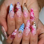 Acrylic Nail Extensions Floral Glossy Easy At-Home