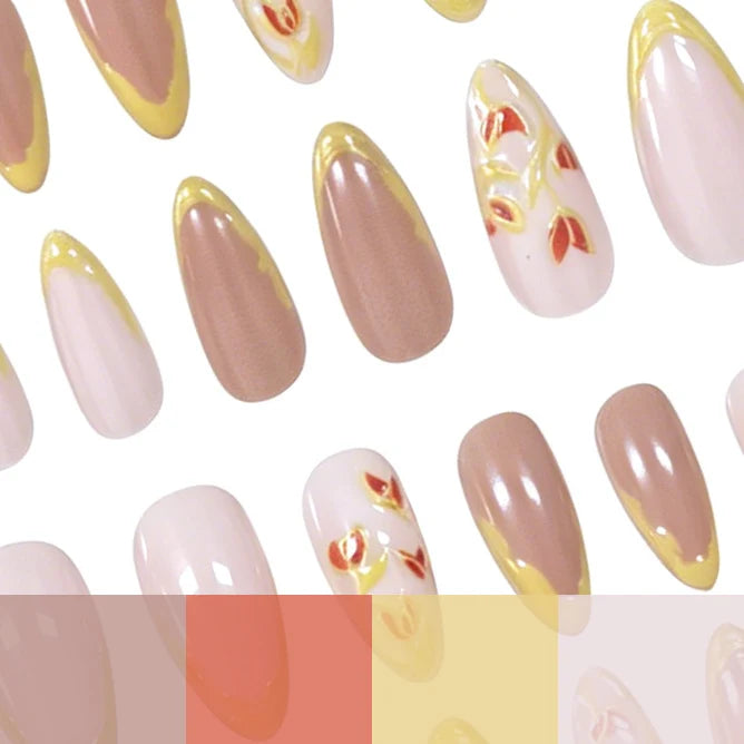 Acrylic Nail Extensions Floral Pre-Shaped Set of 24