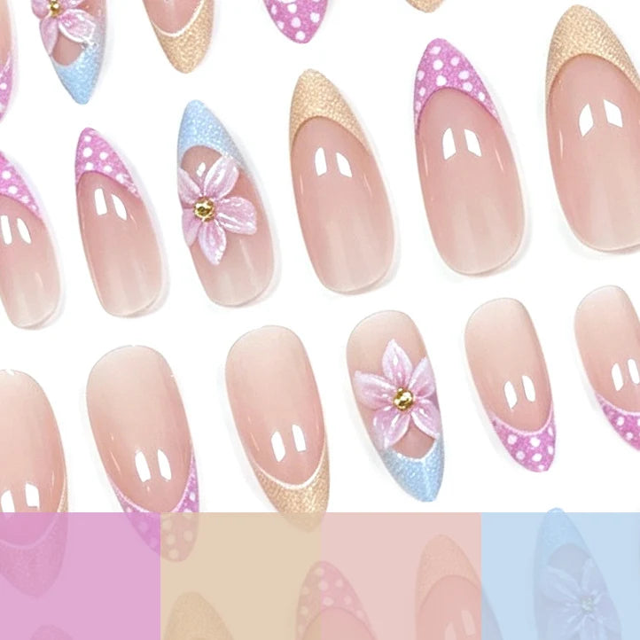 Acrylic Nail Extensions Floral Set of 24