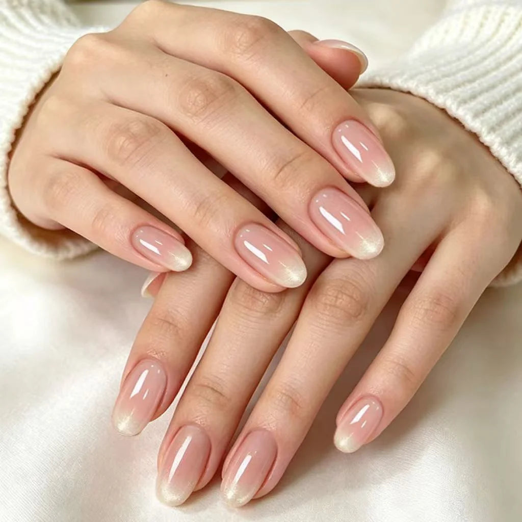 Acrylic Nail Extensions French Tip Rose Set of 24