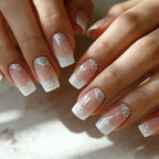 Acrylic Nail Extensions Glitter French Tip Set of 24