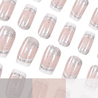 Acrylic Nail Extensions Glitter French Tip Set of 24