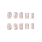 Acrylic Nail Extensions Glitter French Tip Set of 24