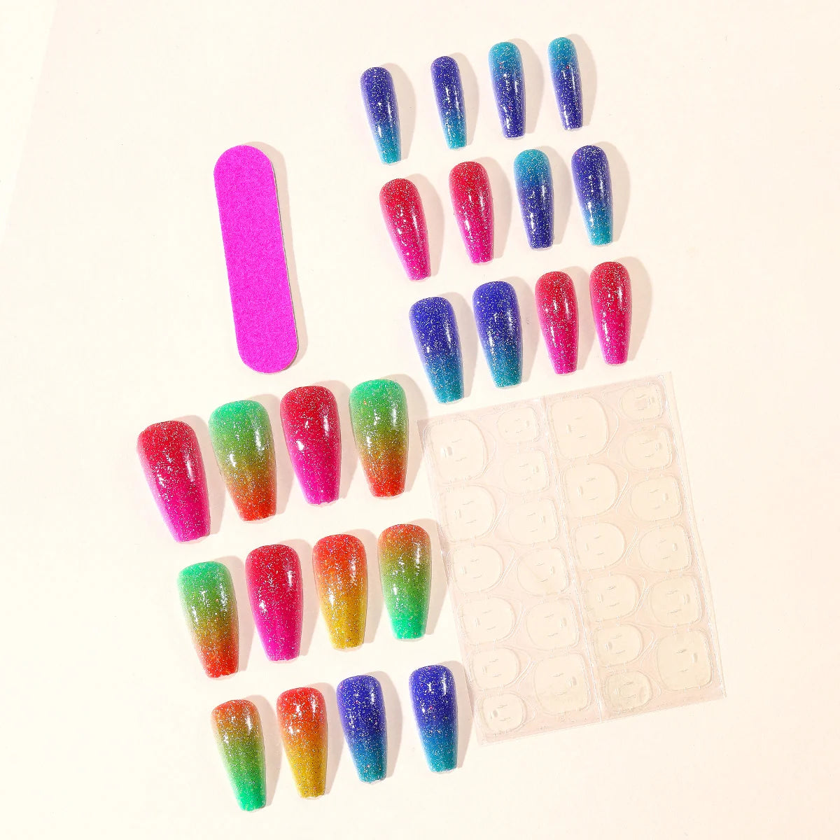 Acrylic Nail Extensions Glitter Gradient Full Cover Easy DIY