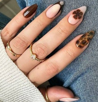 Acrylic Nail Extensions Hand-Painted Floral Full Coverage