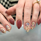 Acrylic Nail Extensions Hand-Painted Floral Full Coverage