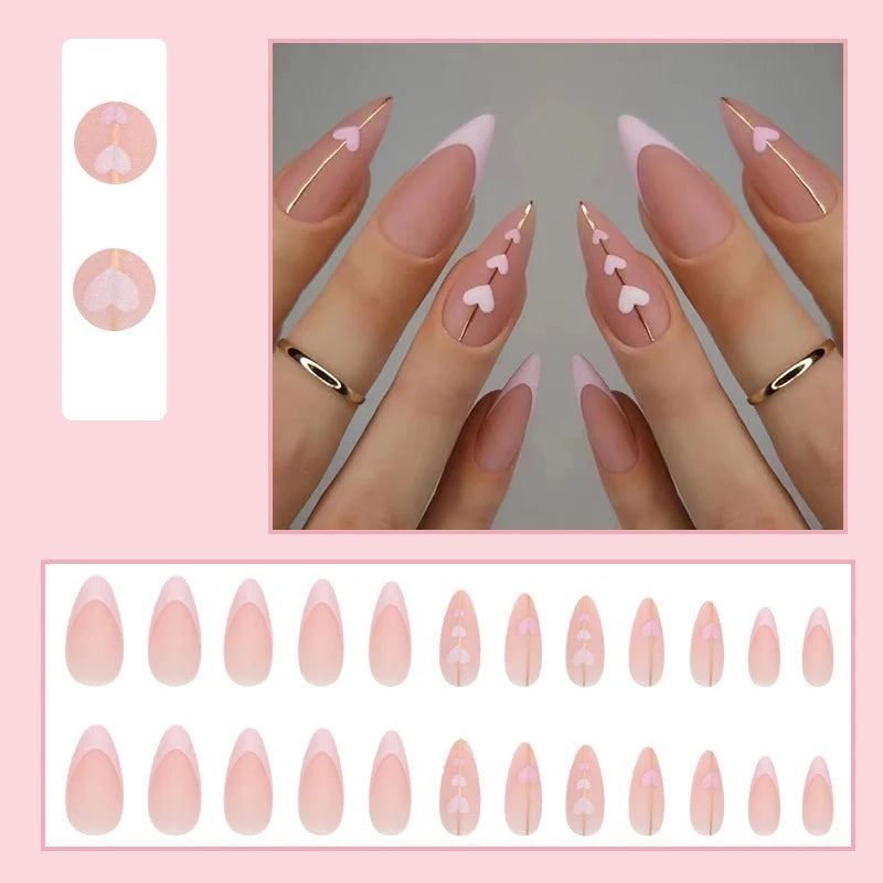 Acrylic Nail Extensions Heart-Embellished Complete Kit & Easy Application