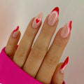 Acrylic Nail Extensions Heart-Pattern Pink Full-Cover