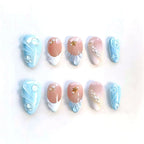 Acrylic Nail Extensions Pastel Pearl & Gold Accents