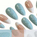 Acrylic Nail Extensions Pastel Pearl & Gold Accents