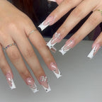 Acrylic Nail Extensions Stiletto Shape Rhinestone & Hand-Painted
